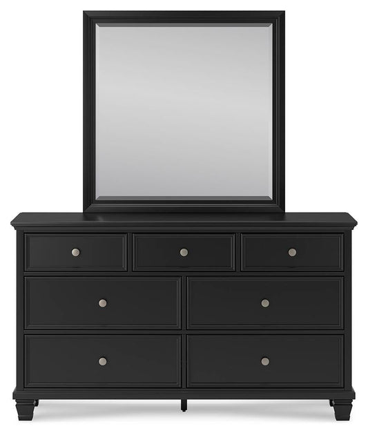 Lanolee California King Panel Storage Bed, Dresser and Mirror