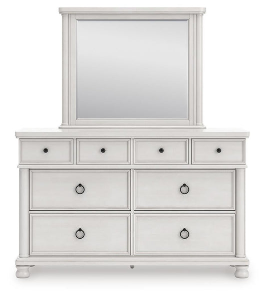 Rowlenstown California King Poster Bed, Dresser, Mirror and Nightstand