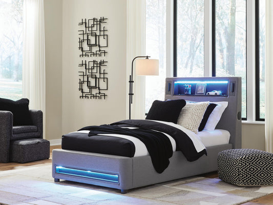 Ashley Express - Verishaw Twin Upholstered Bed with Wireless Audio