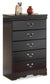Huey Vineyard Full Sleigh Headboard Bed with Mirrored Dresser, Chest and Nightstand