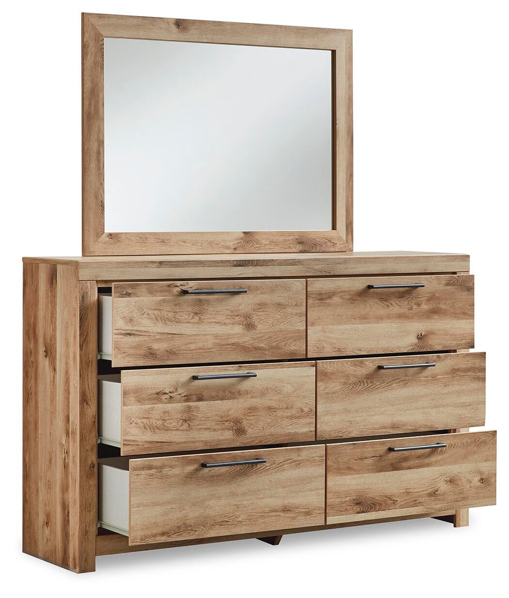 Hyanna King Panel Storage Bed with 2 Under Bed Storage Drawers, Dresser, Mirror and Nightstand