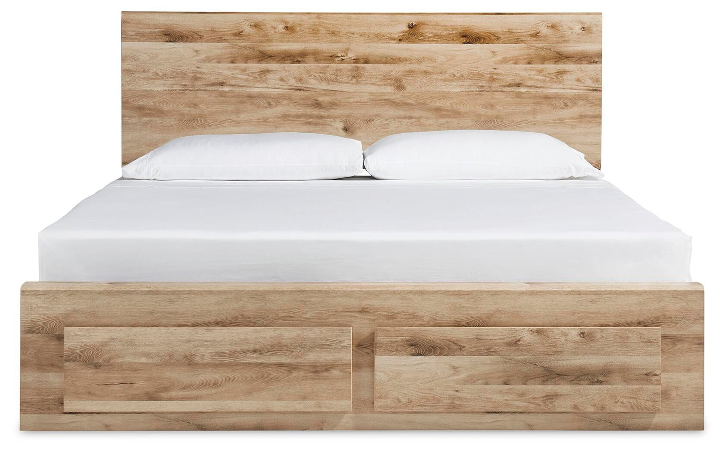 Hyanna King Panel Storage Bed with 2 Under Bed Storage Drawers, Dresser, Mirror and Nightstand