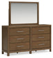 Cabalynn King Upholstered Bed with Mirrored Dresser, Chest and Nightstand
