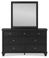 Lanolee California King Panel Bed with Mirrored Dresser, Chest and Nightstand