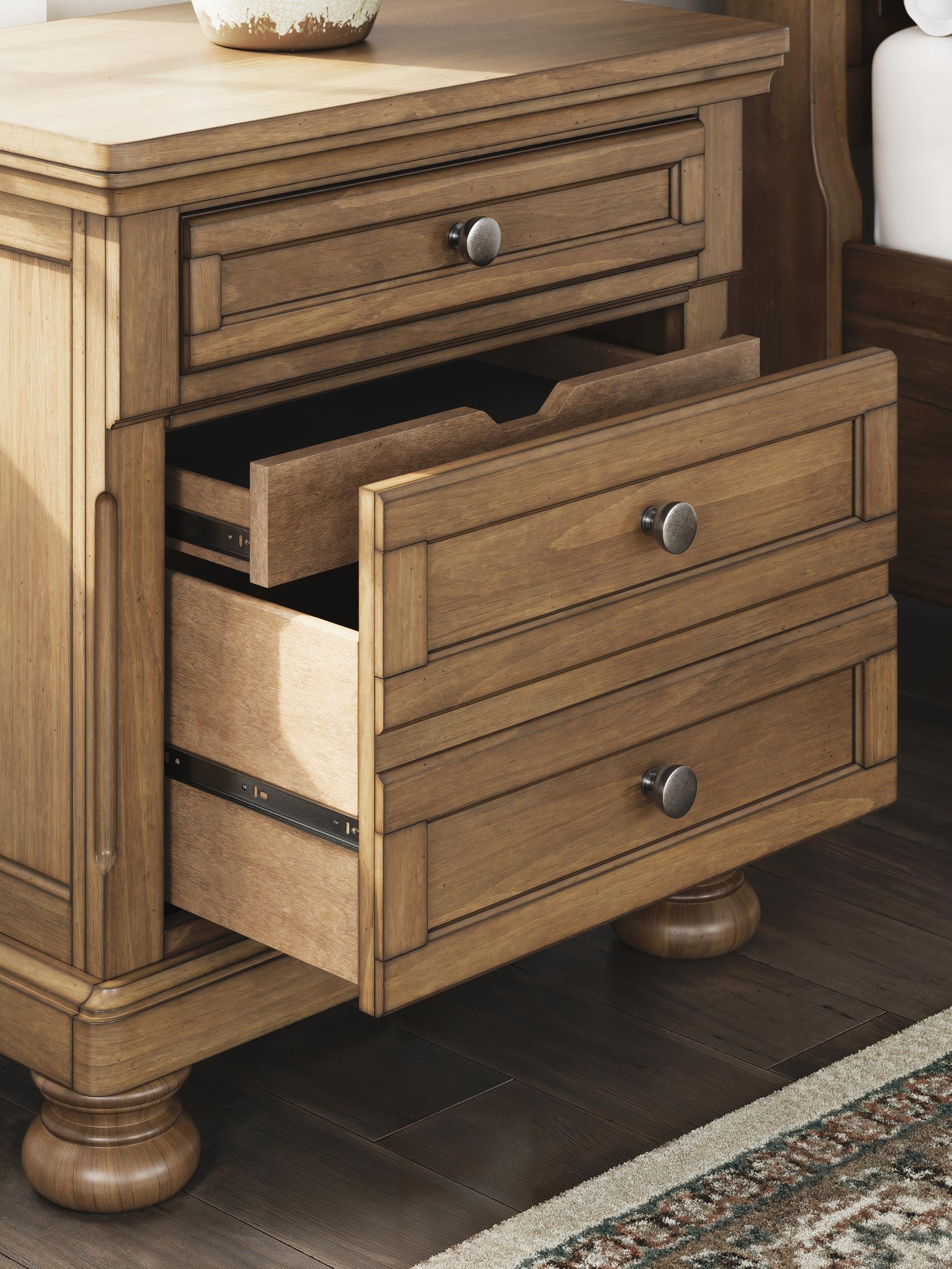 Feddinger California King Panel Bed with Mirrored Dresser, Chest and Nightstand