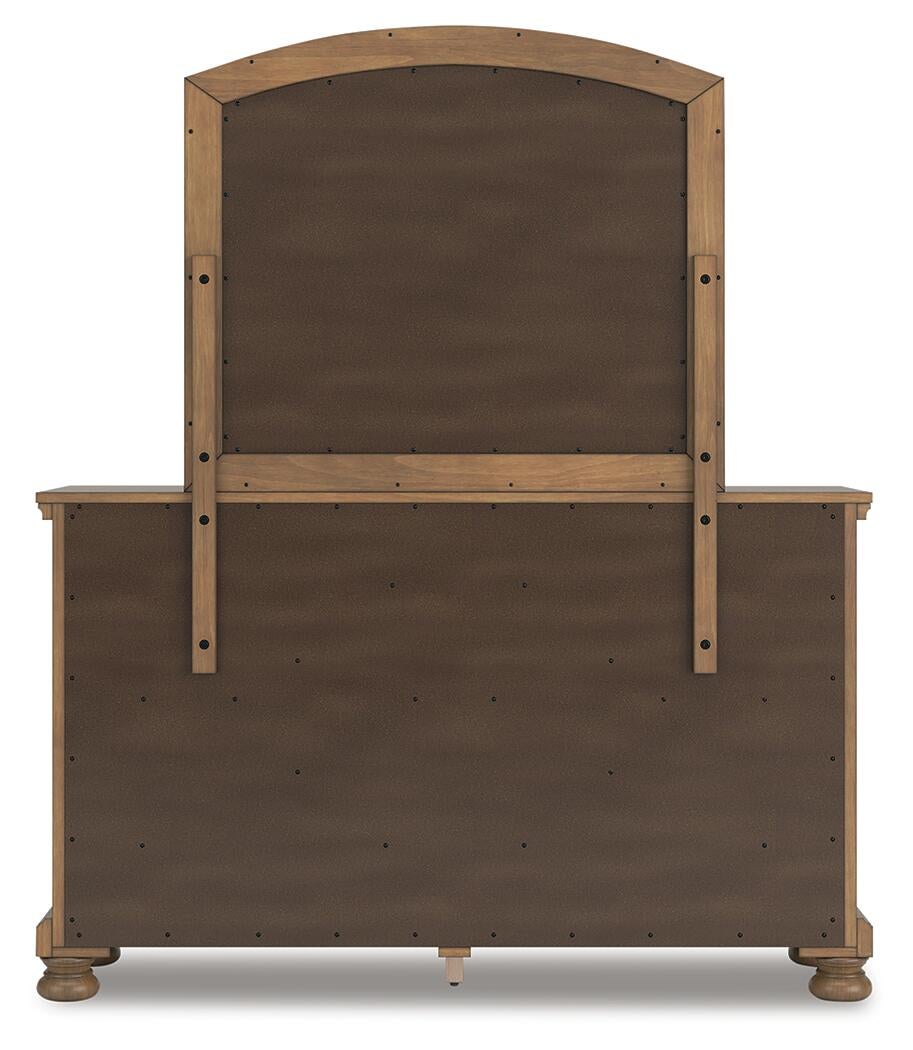 Feddinger Queen Storage Sleigh Bed with Mirrored Dresser and Nightstand