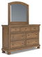 Feddinger California King Panel Bed with Mirrored Dresser and Nightstand