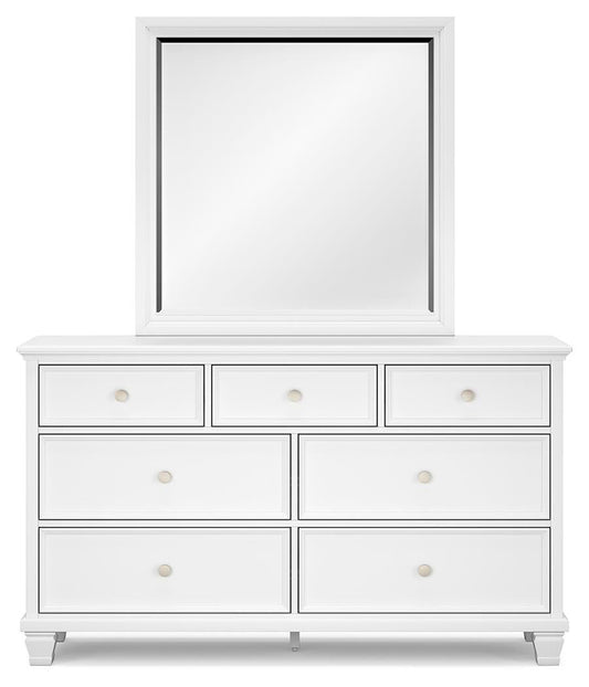 Fortman Queen Panel Storage Bed with Mirrored Dresser
