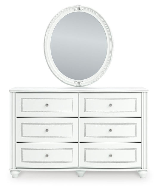 Kozlani Twin Upholstered Panel Storage Bed, Dresser and Mirror